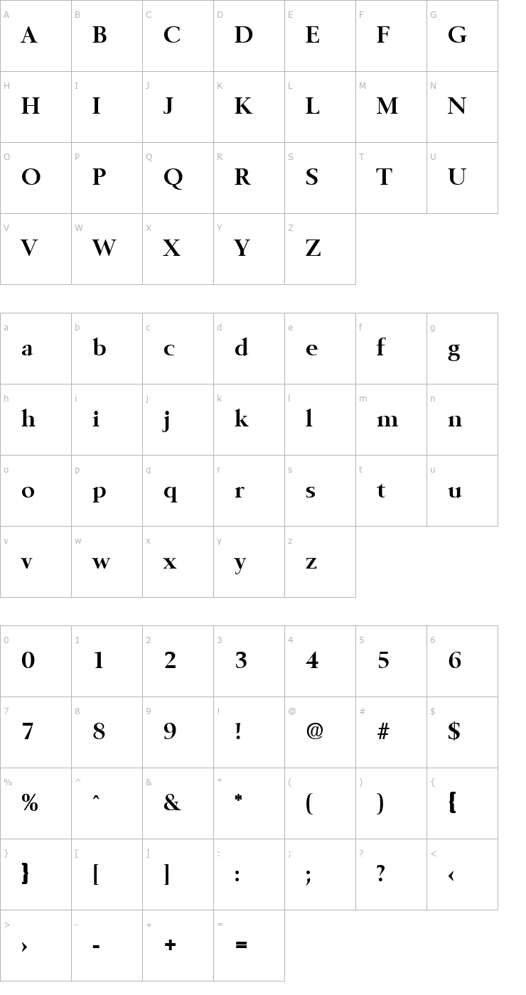 Character Map Belfast-Serial-Bold Font