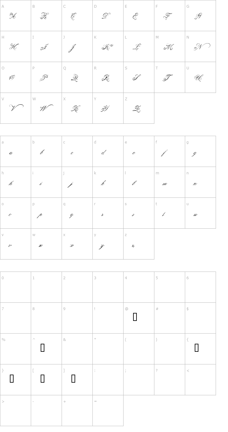 Character Map Belphebe Font