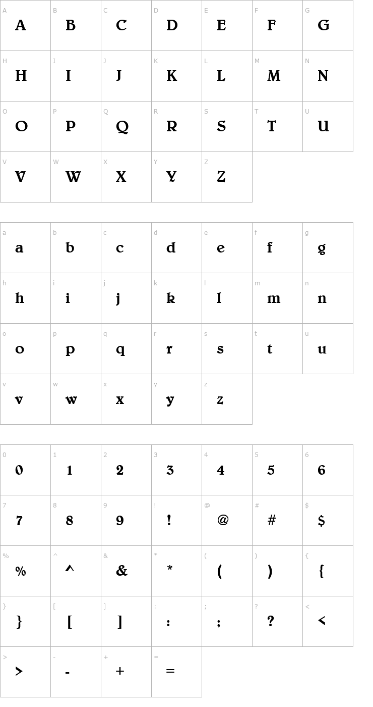 Character Map Belwe Bold Font