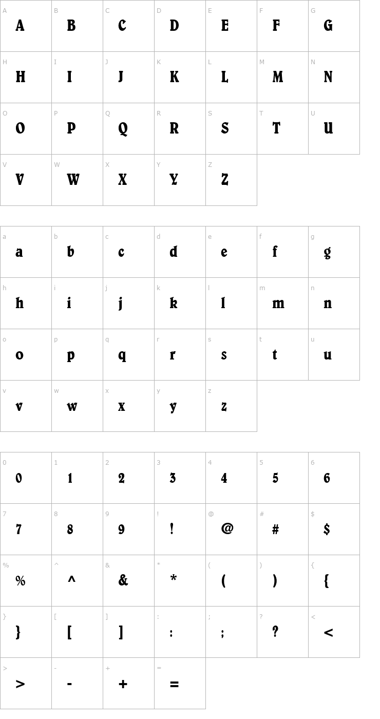 Character Map Belwe-Condensed Font