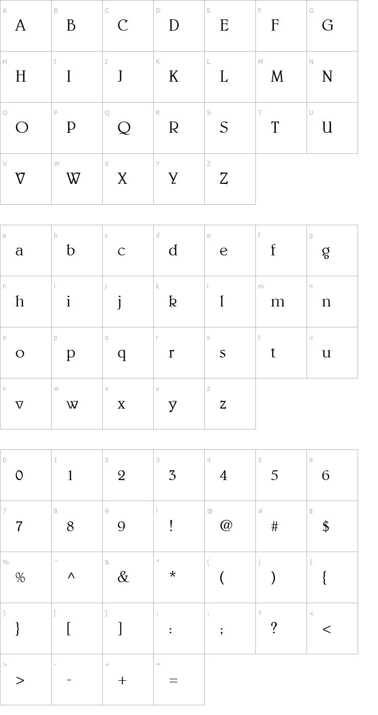 Character Map Belwe-Light Font