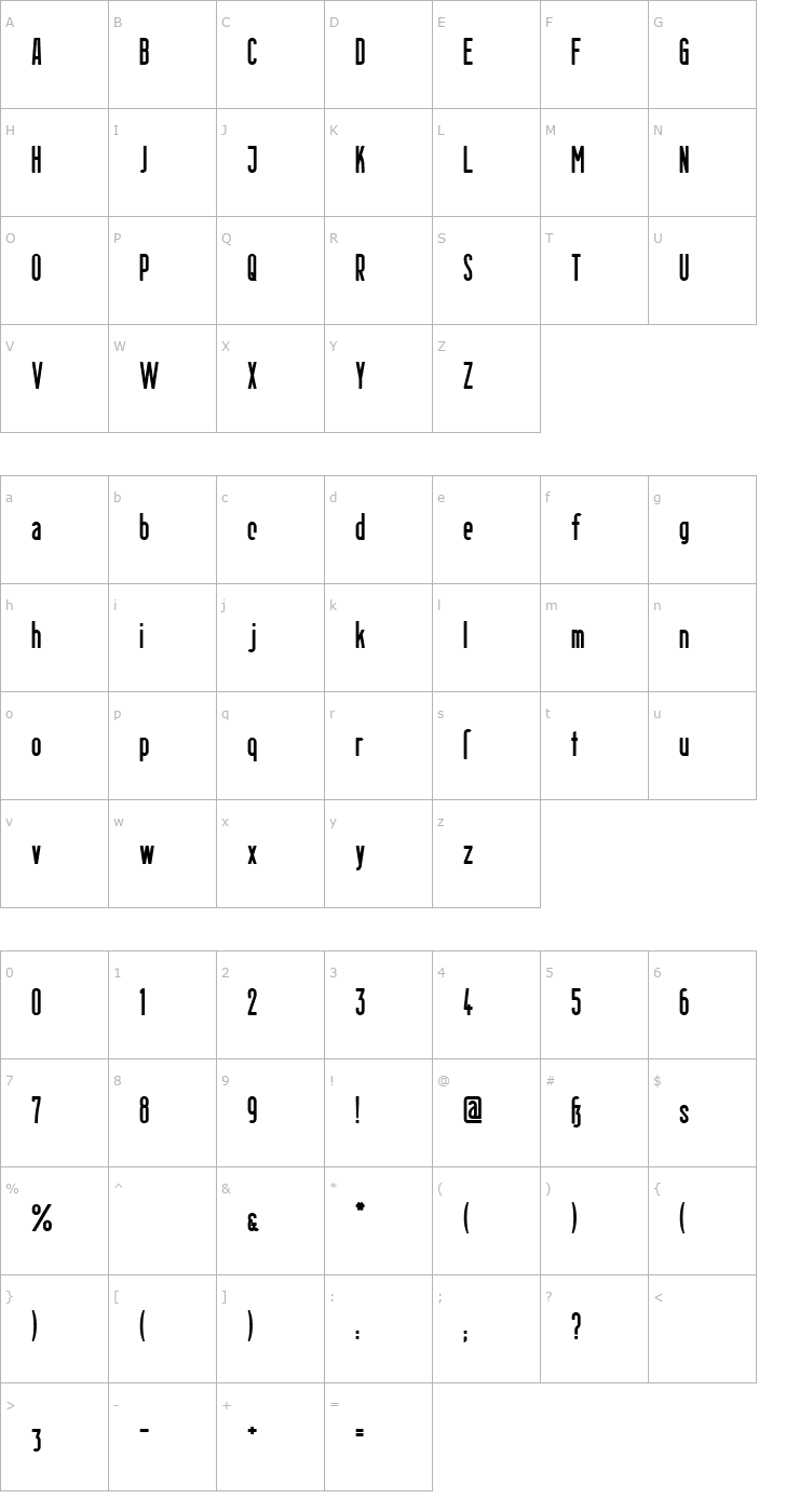 Character Map Berlin Email Bold Font