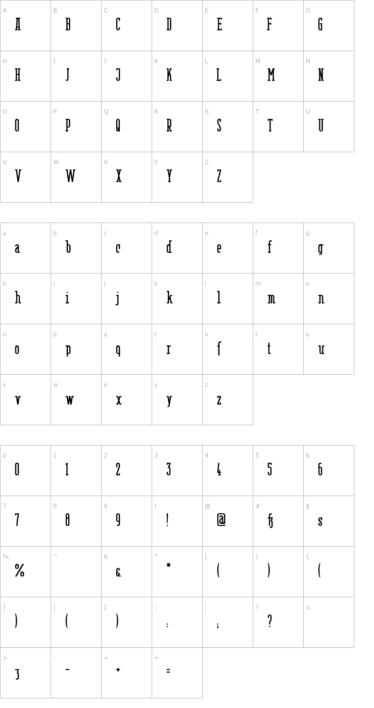 Character Map Berlin Email Serif Semibold Font