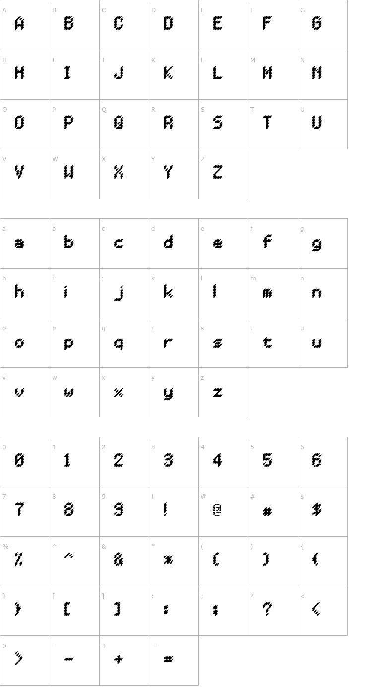 Character Map BERLIN REDRAIN Font