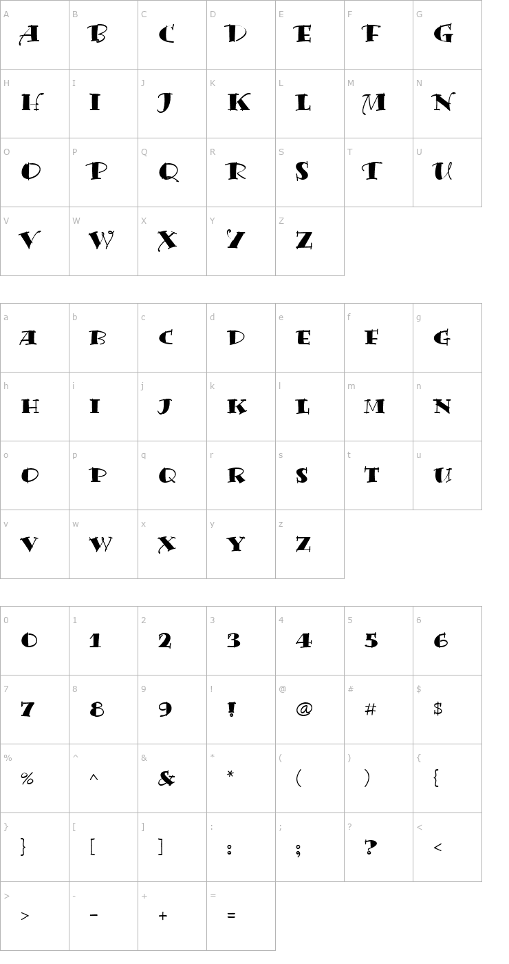 Character Map BermudaLPSolid Font