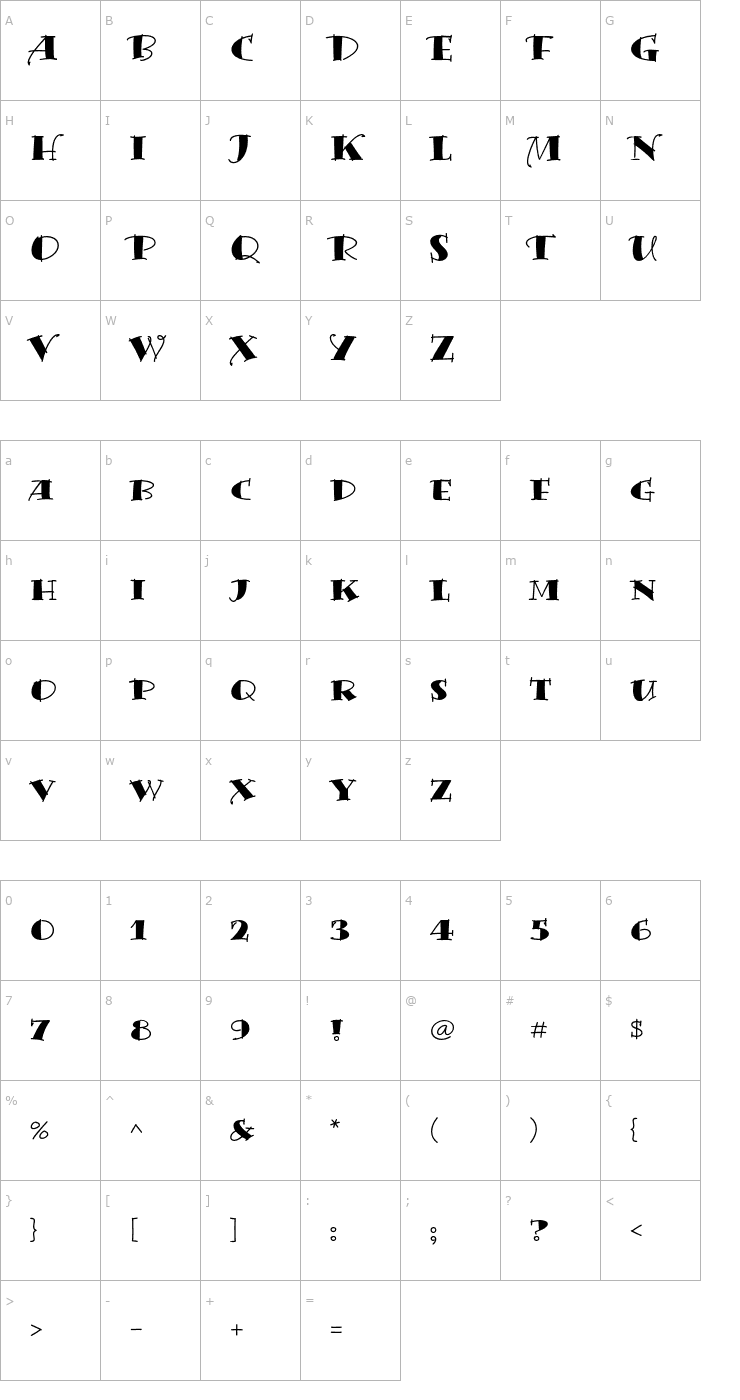 Character Map BermudaLPStd-Solid Font