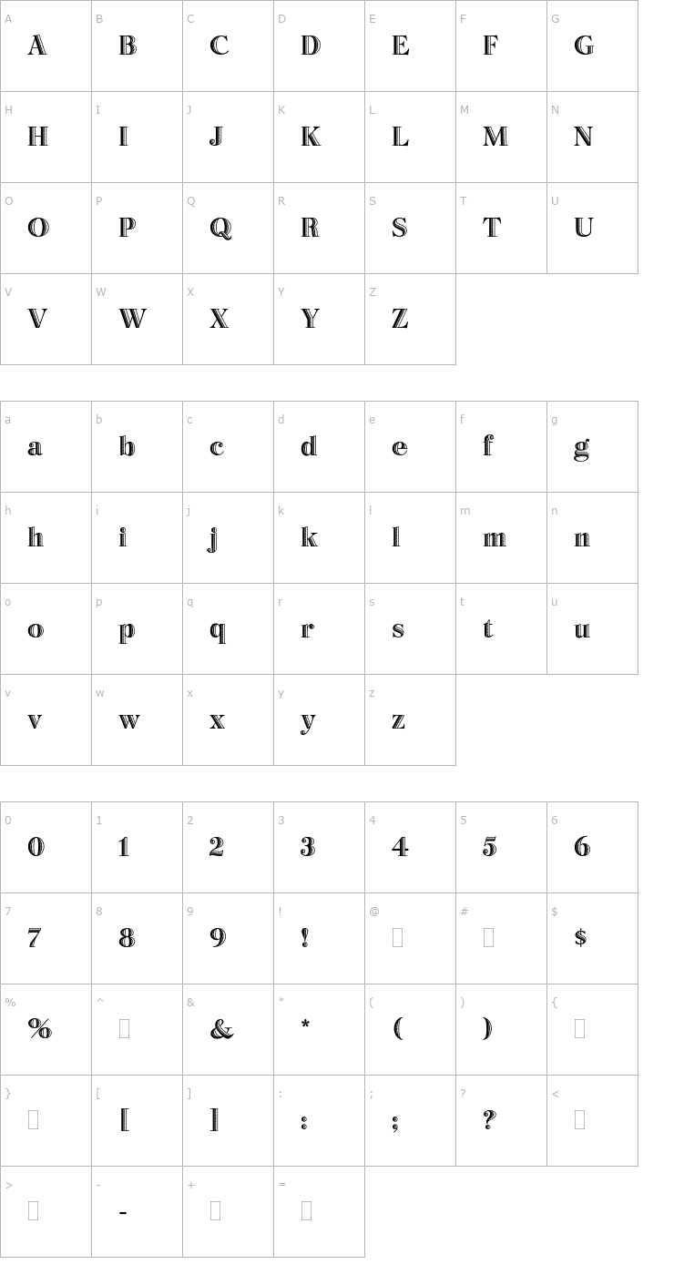 Character Map BertiePlain Font
