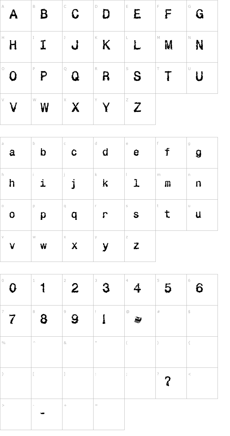 Character Map Besign Font