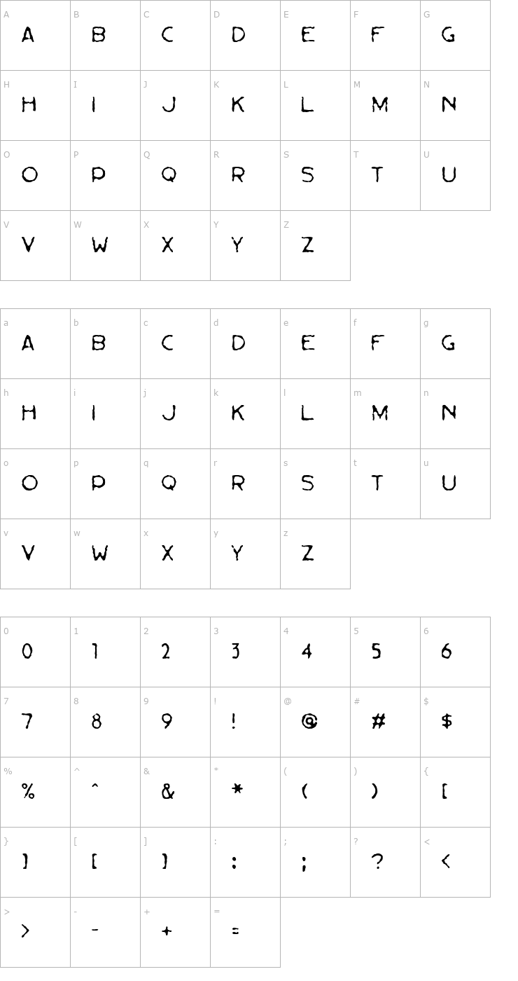 Character Map Bessie Font
