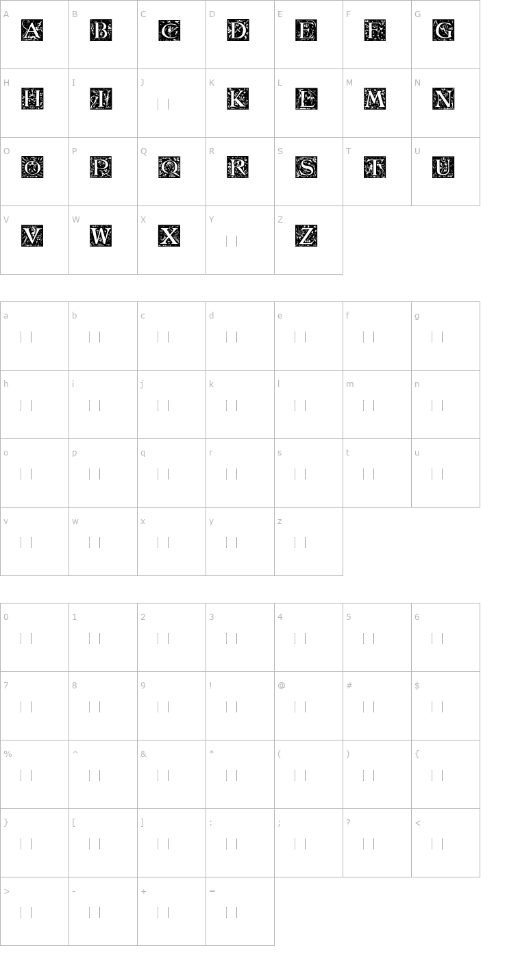 Character Map Bestiary Font