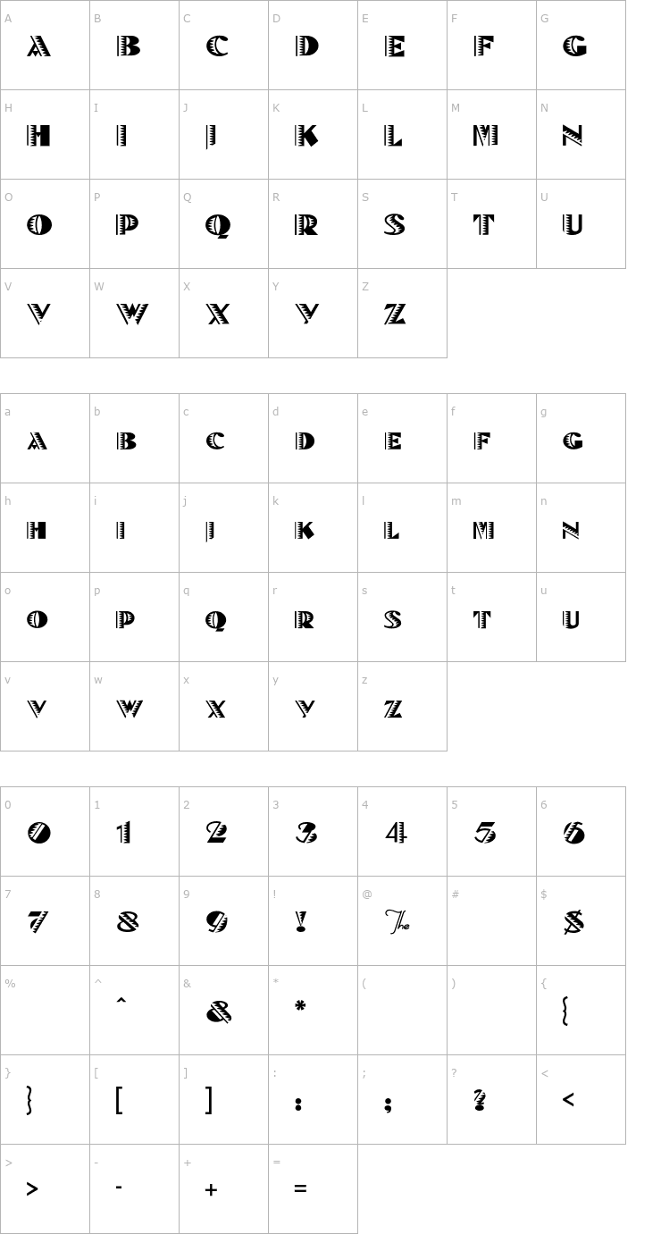 Character Map BeteNoirA Font
