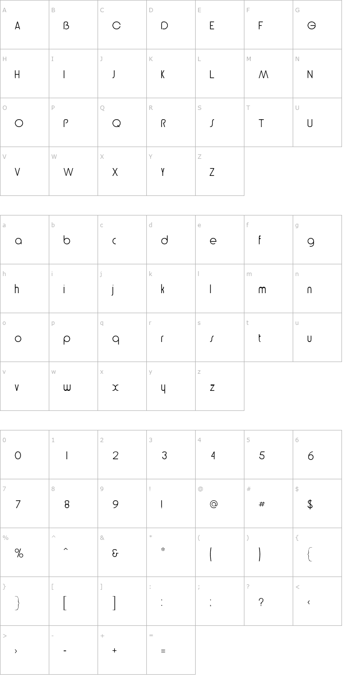 Character Map Bethel Font
