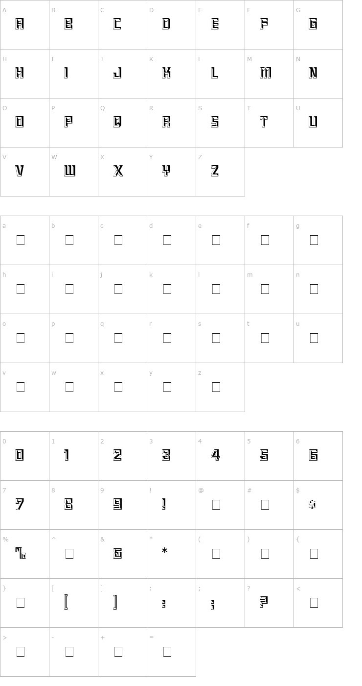 Character Map Beveled Font
