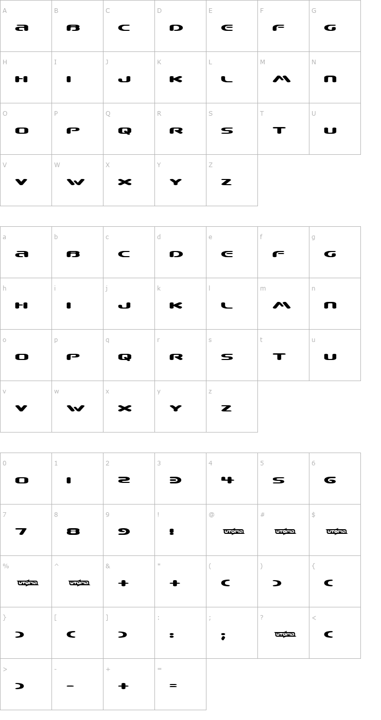 Character Map Beware Font