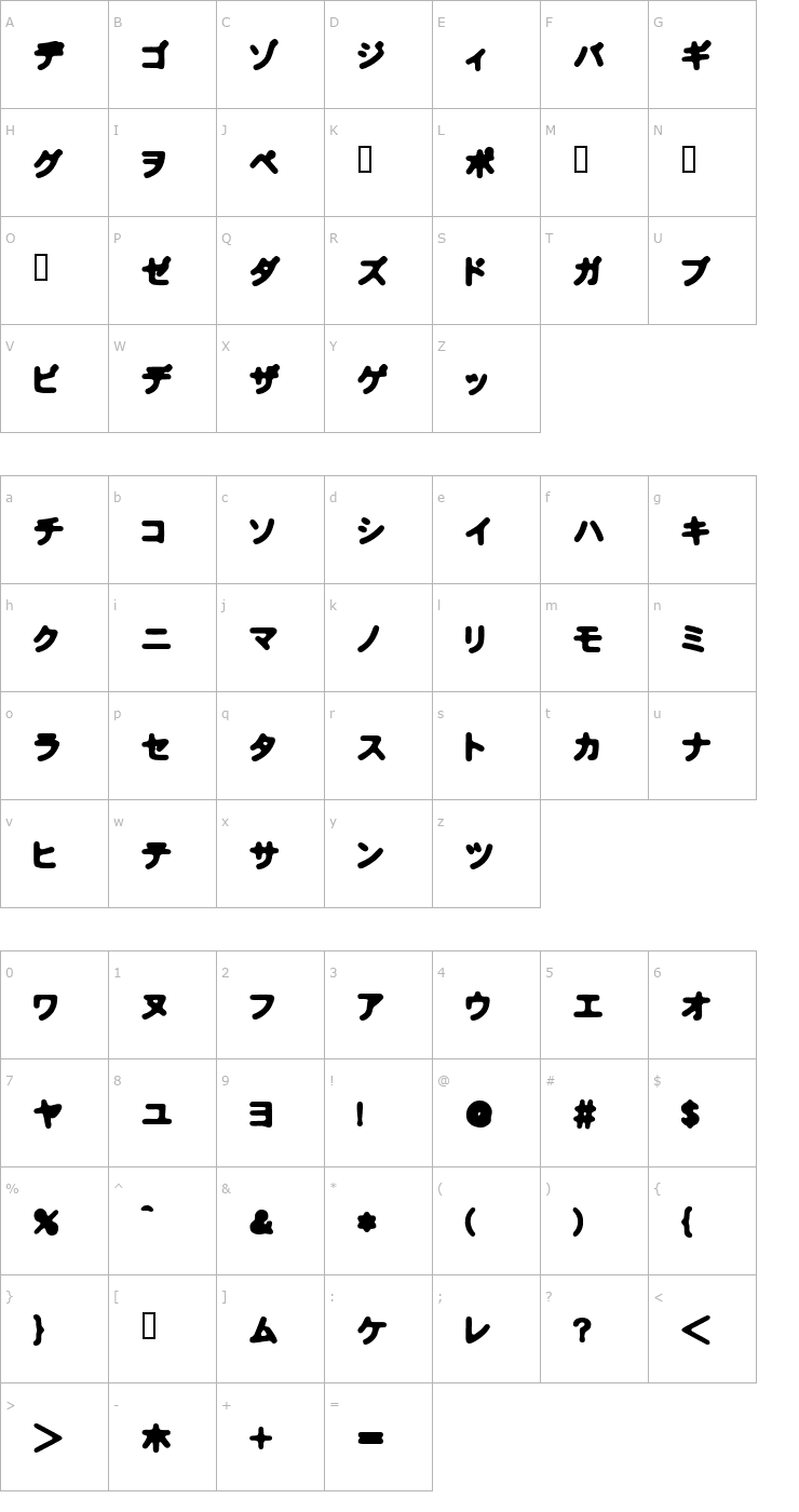Character Map Bhoochoo Font