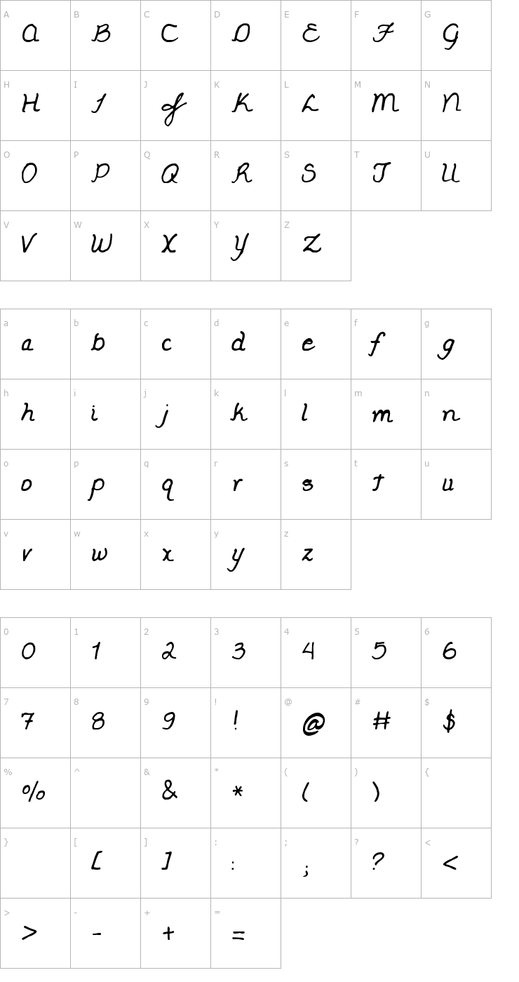 Character Map BIBI Font