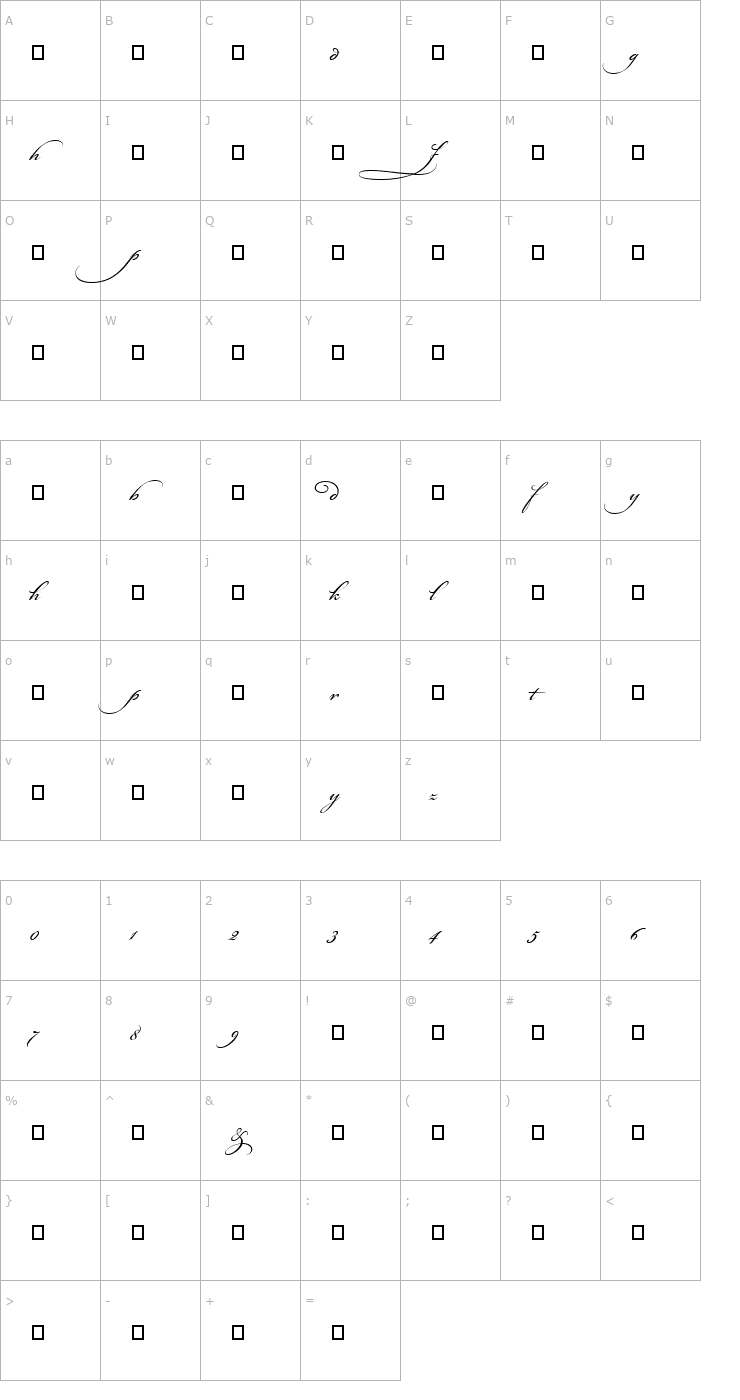 Character Map Bickham Script MM Alt 1 Font