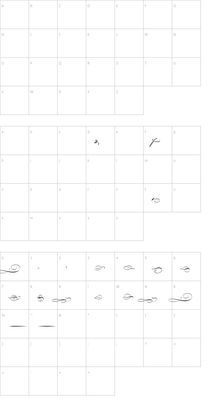 Character Map Bickham Script MM Endings_600 wt Font