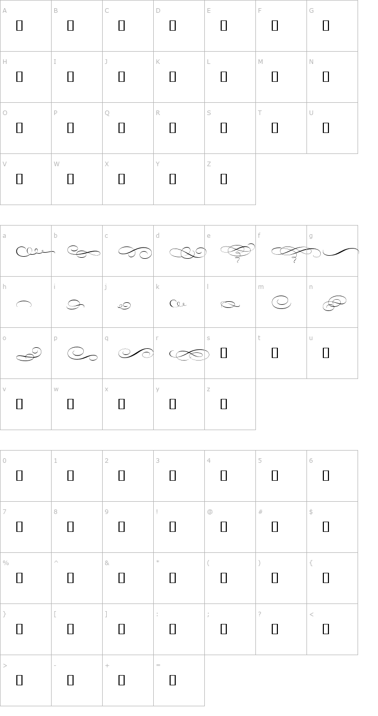 Character Map Bickham Script MM Orn Font