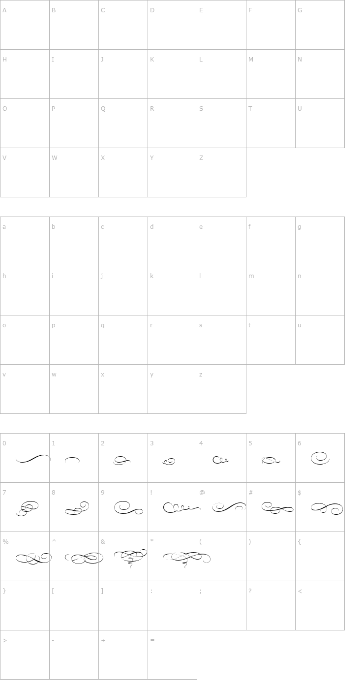 Character Map Bickham Script MM Ornaments Font