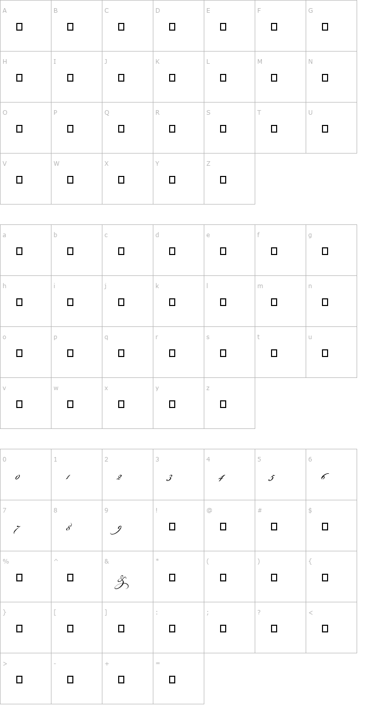 Character Map BickhamScriptMM AltI Font