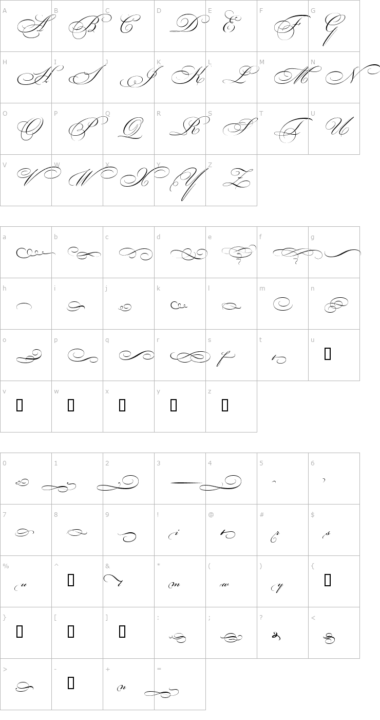Character Map BickhamScriptOrniments2 Font