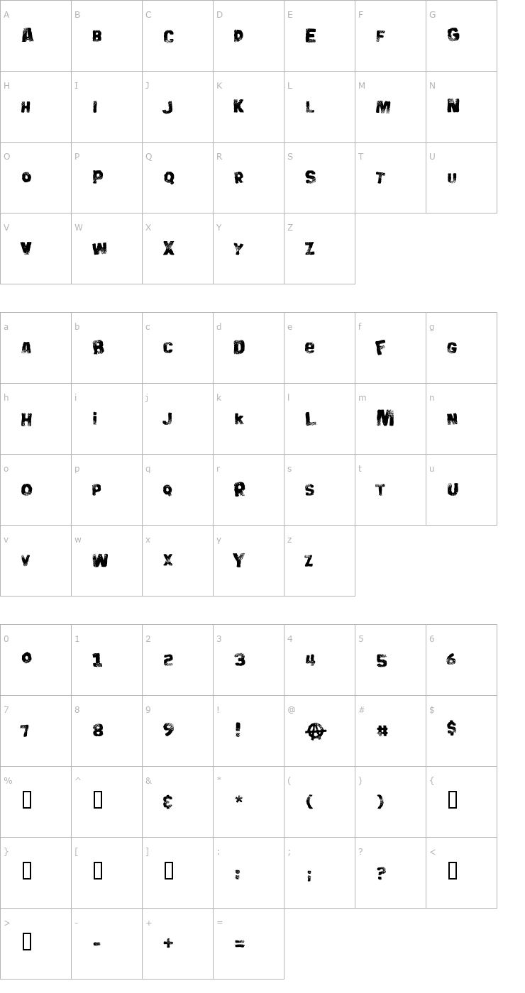 Character Map Big Bloke BB Font