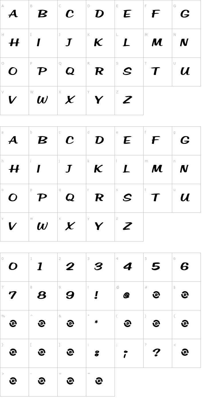 Character Map Big Boy Font