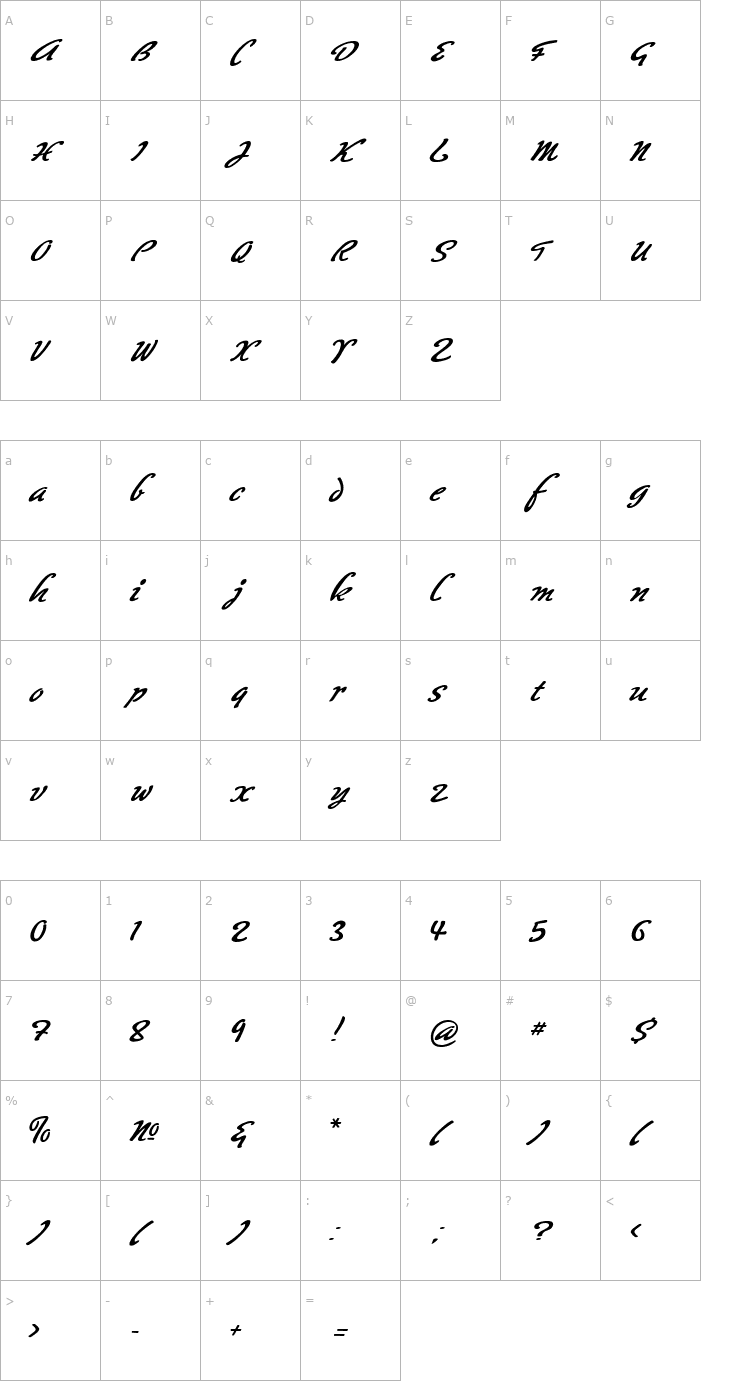 Character Map Big Brush Two Font