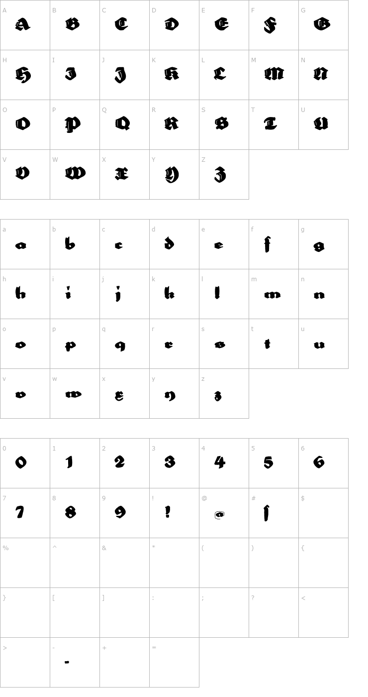 Character Map Big Ella Font
