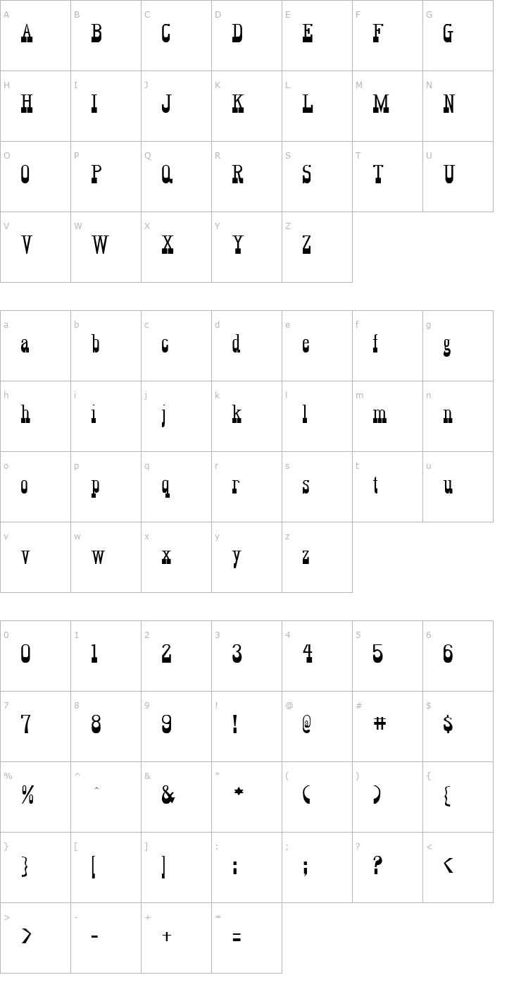 Character Map Big Regular Font
