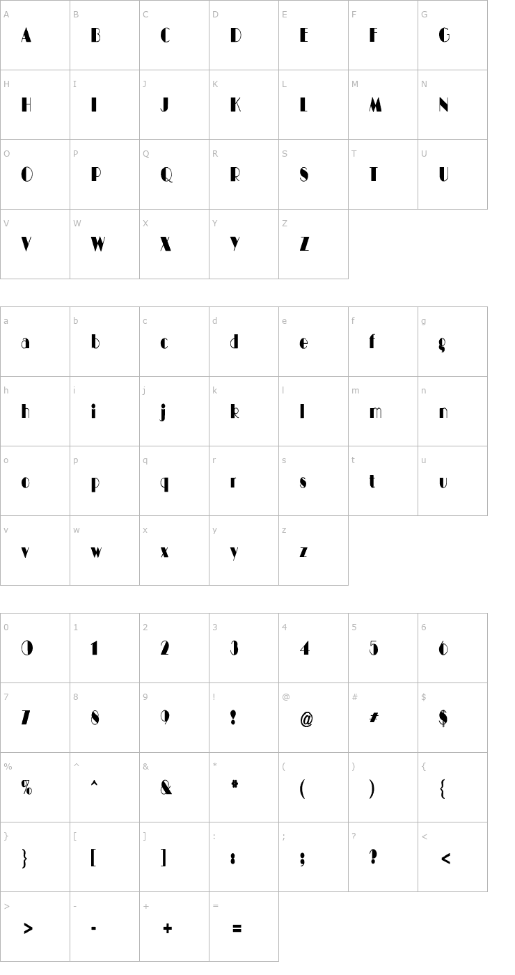 Character Map BIGCITY-Norm-Cn Font