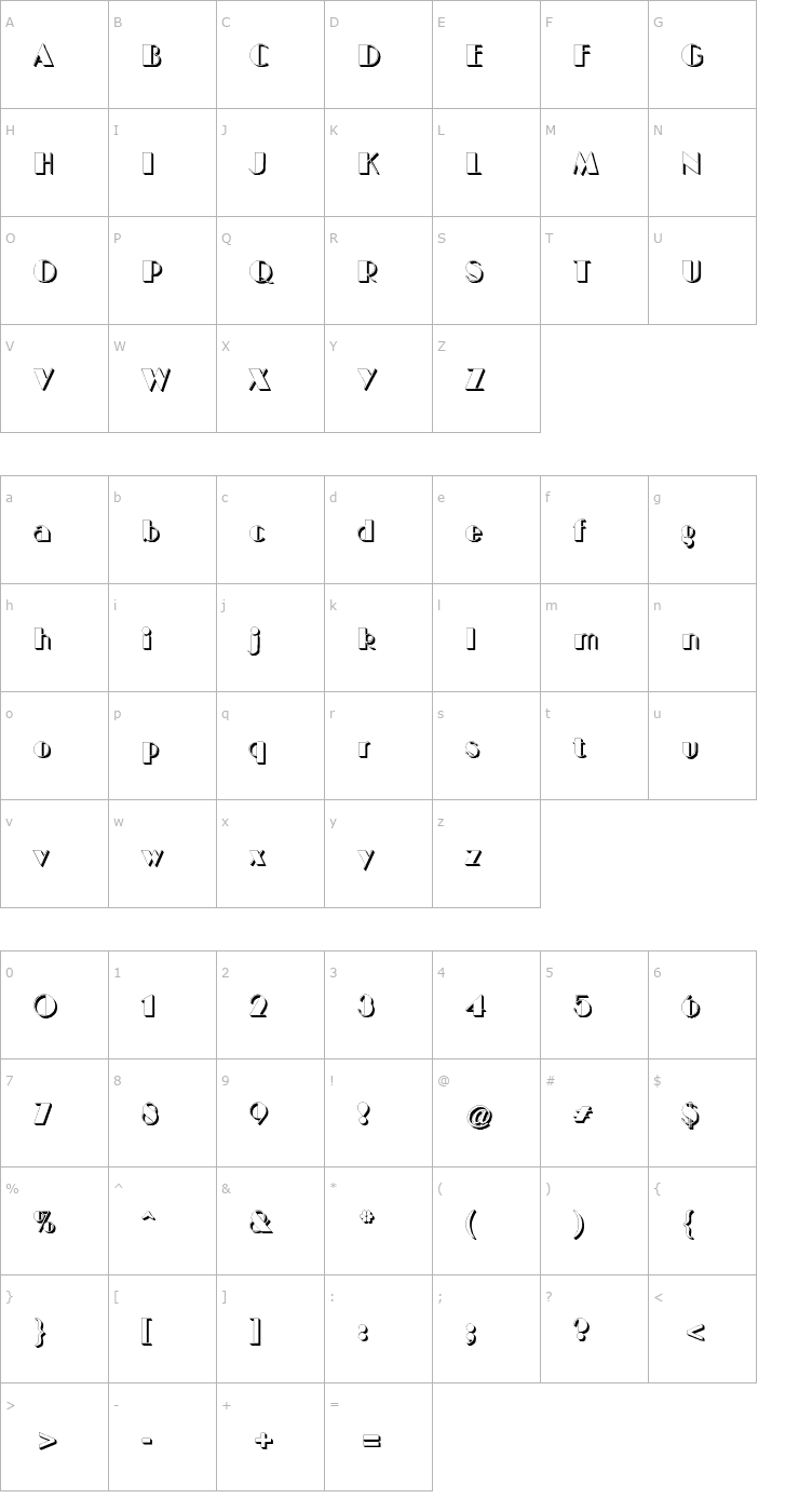 Character Map BIGCSHAD-Normal Font