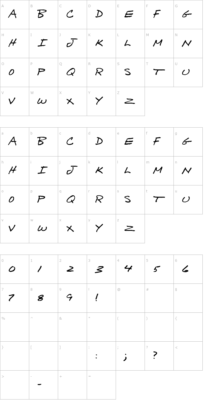 Character Map Bigtime Font