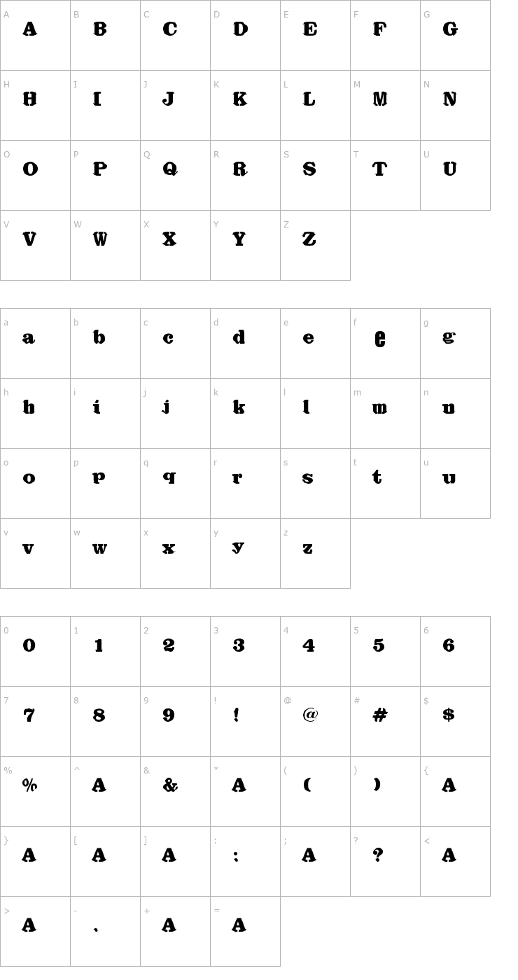 Character Map Bikini Font