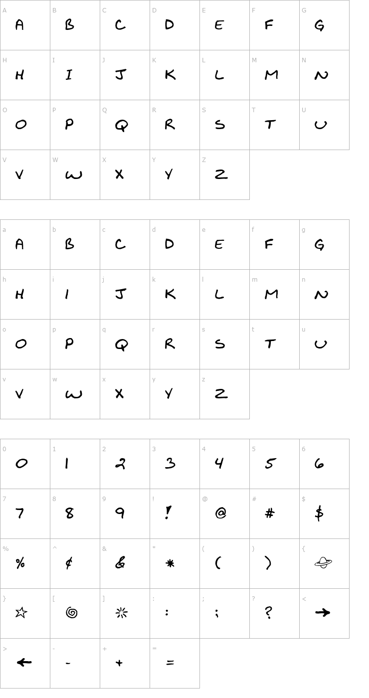 Character Map Biko Normal Font
