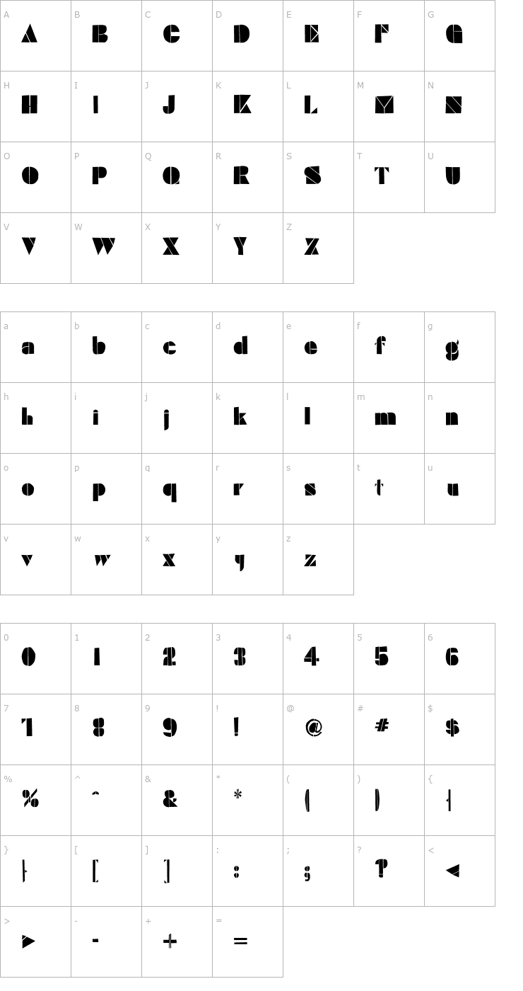 Character Map BilBurr Font