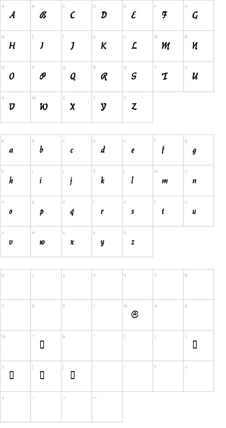 Character Map Bilitis Font