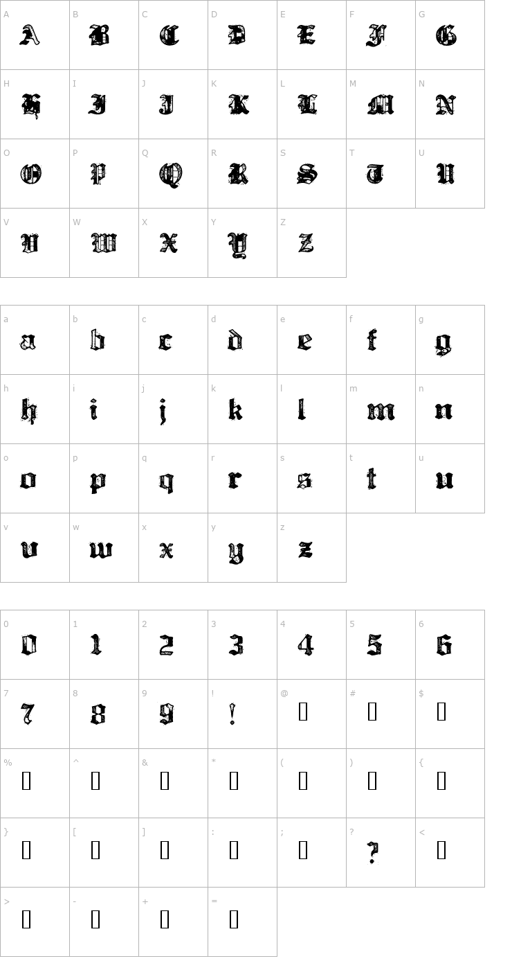 Character Map Bill Hicks 5 Font