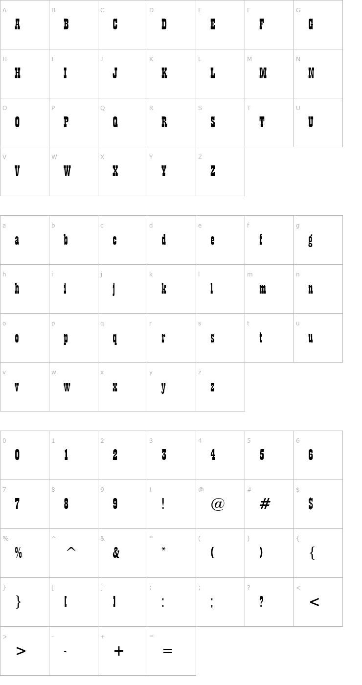 Character Map Billboard 11 Normal Font