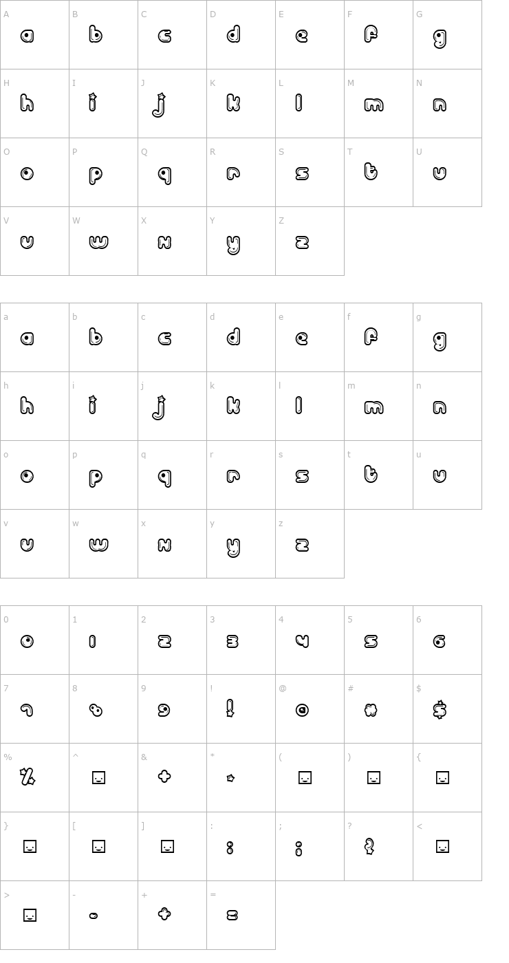 Character Map Billo Dream Font