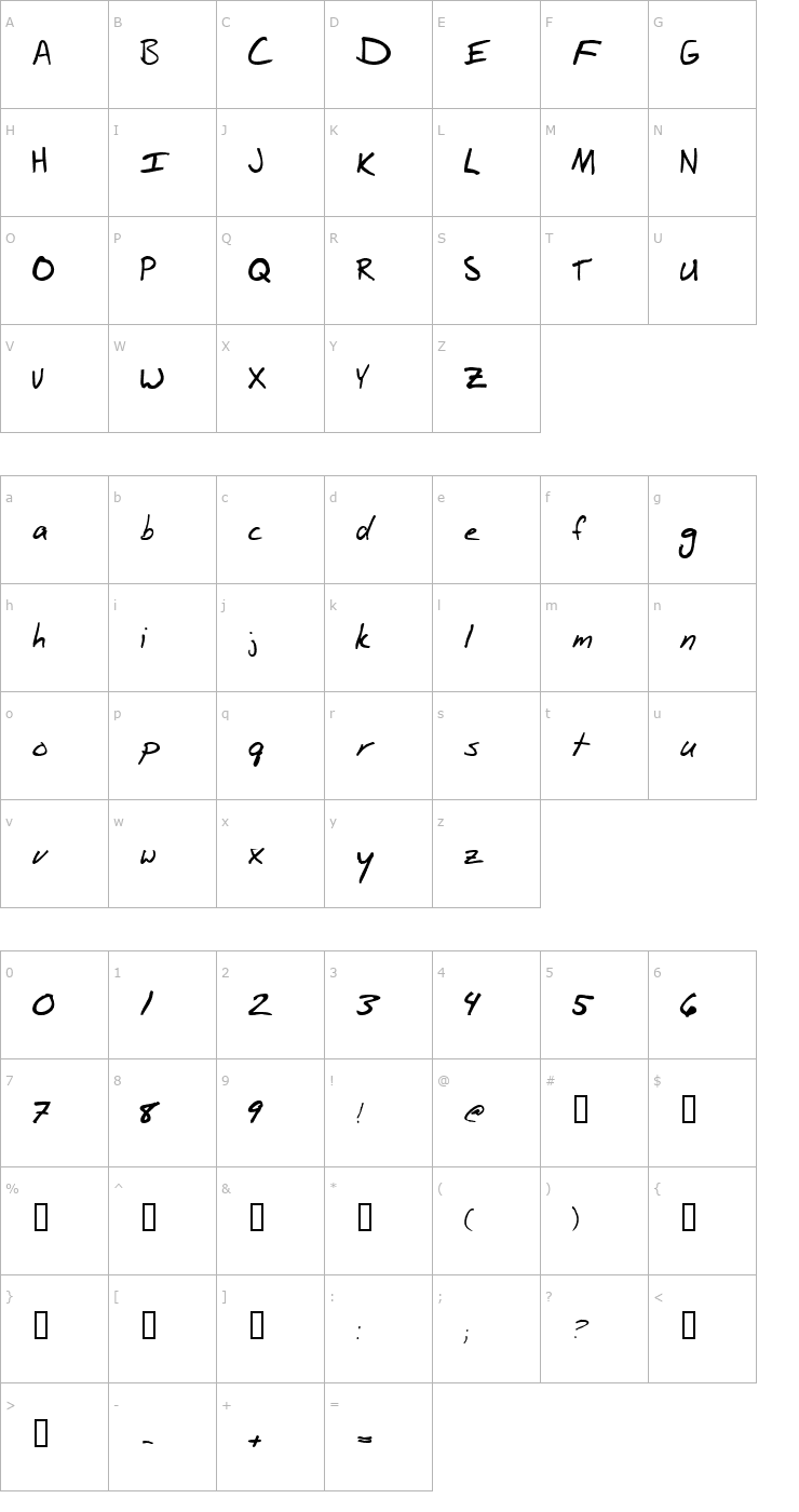 Character Map Billshw Normal Font