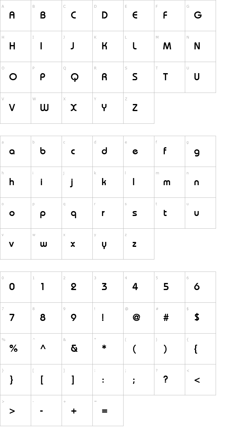 Character Map Bimini Bold Font