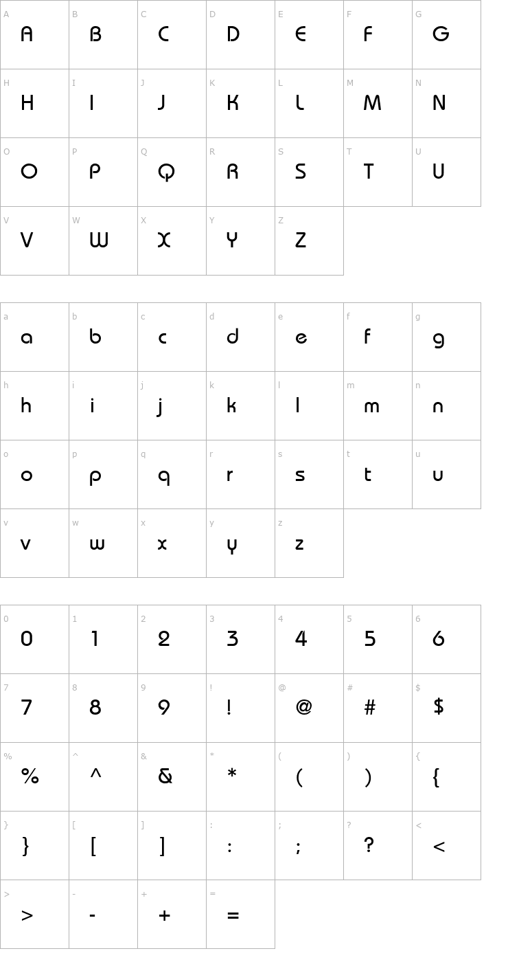 Character Map Bimini Normal Font