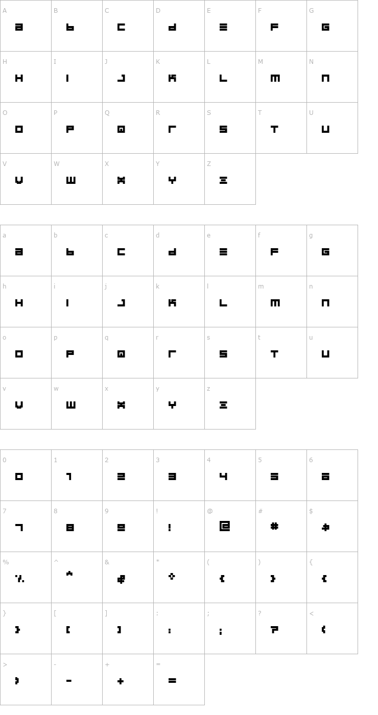 Character Map BIN Bold Font