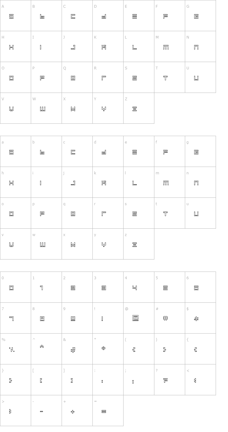 Character Map BIN Outline Font