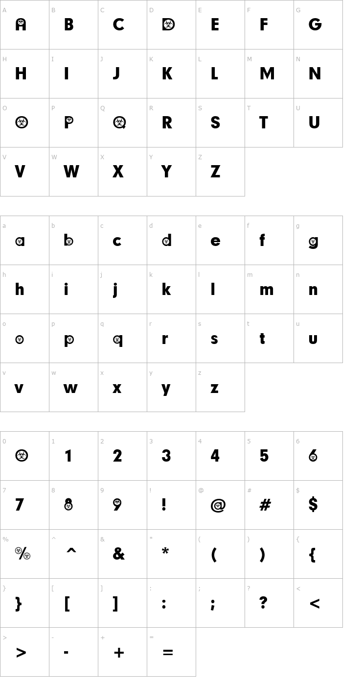 Character Map Biohazard Participants Font