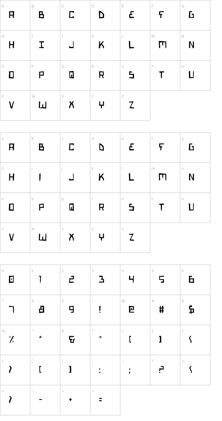 Character Map Bionic Type M Font