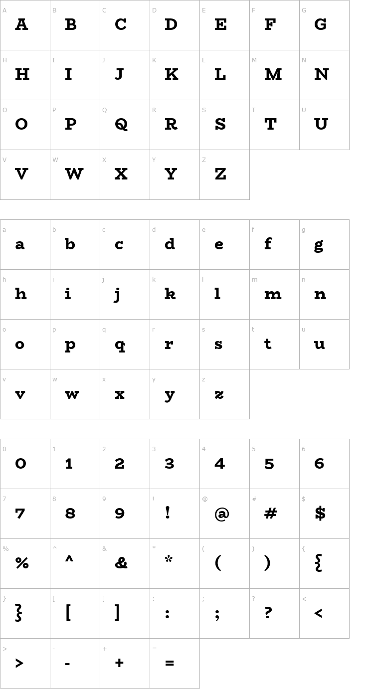 Character Map BioRhyme ExtraBold Font