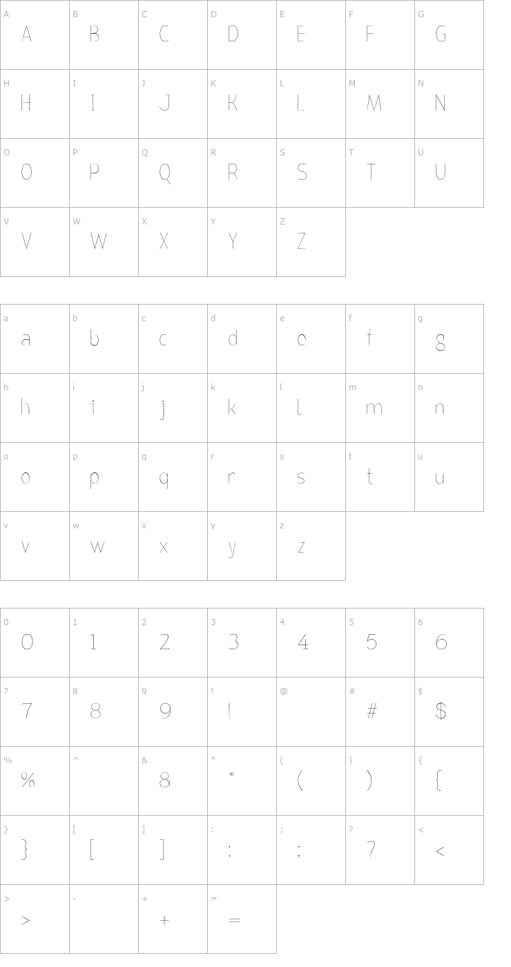 Character Map Bird cherry lite Font